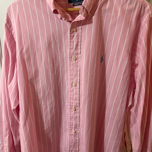 Ralph Lauren Button Down Preppy Pink and White Striped Shirt 16 1/2 like new! - Picture 6 of 8